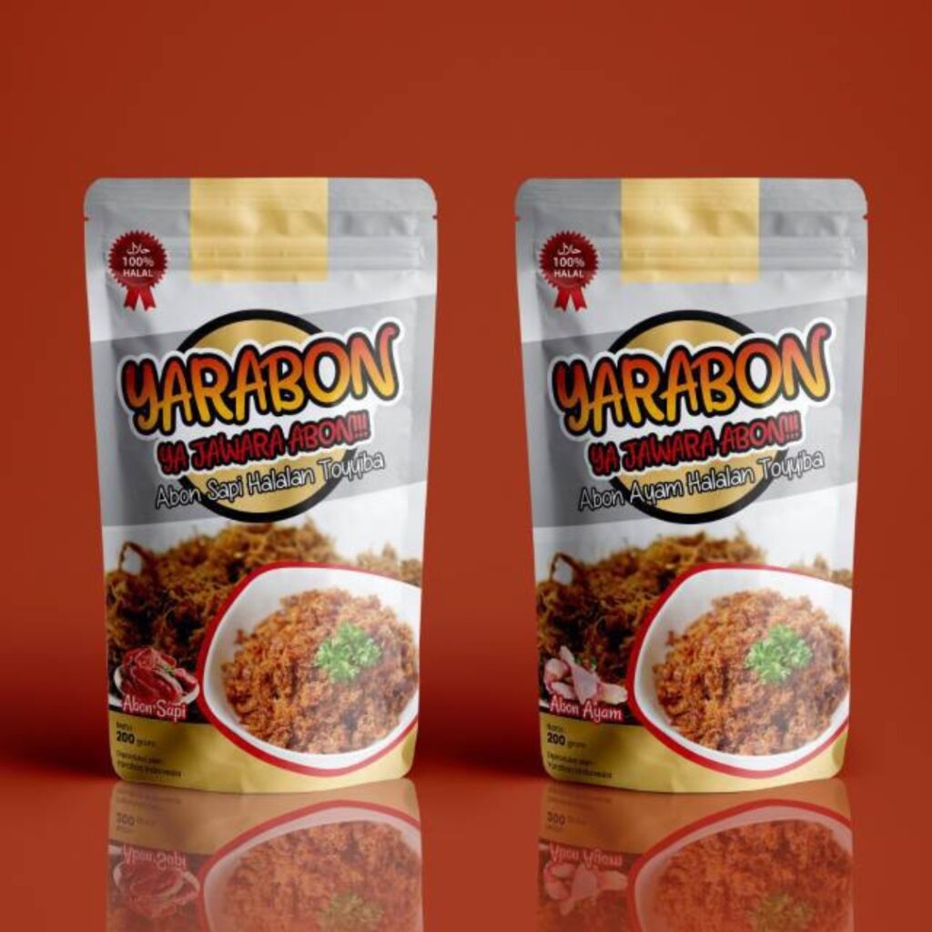 jasa desain grafis portofolio kemasan standing pouch yarabon abon
